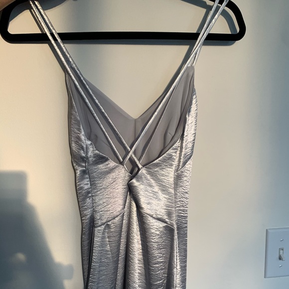 Silver Satin Maxi Dress - Picture 2 of 6